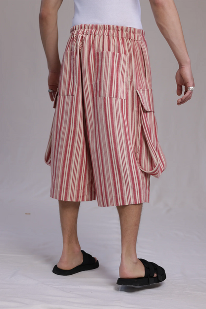 ALBI Yu Pants, oversized cotton cargo shorts with large utility pockets