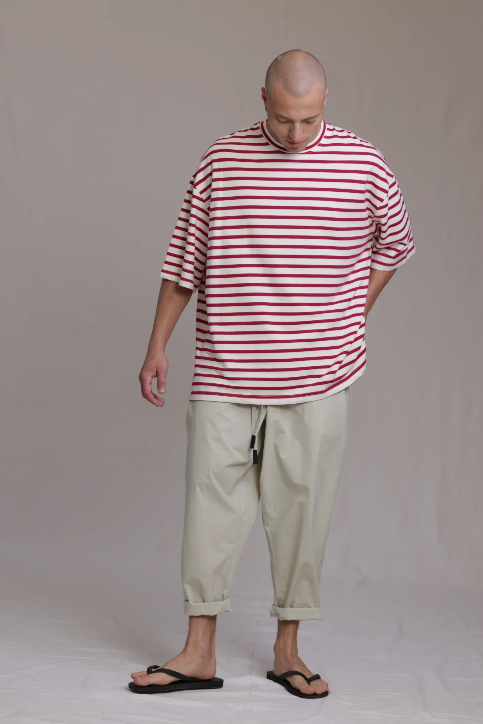 ALBI Ela Pants, oversized cotton poplin drawstring trousers with hand-stitched detailing