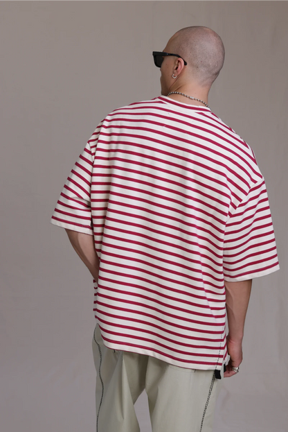 ALBI Sabi Shirt, an oversized short sleeve striped French terry tee