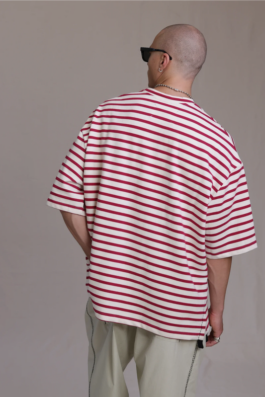 ALBI Sabi Shirt, an oversized short sleeve striped French terry tee