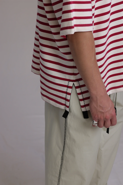 ALBI Sabi Shirt, an oversized short sleeve striped French terry tee