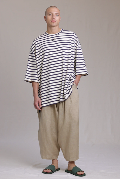 ALBI Sabi Shirt, an oversized short sleeve striped French terry tee