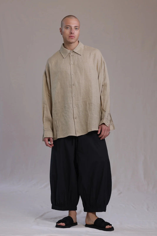ALBI Sora Pants, oversized cotton poplin balloon trousers with a cuffed ankle